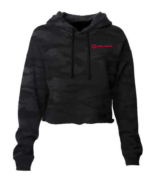 Helimix Light Weight Black Camo Crop Hooded Pullover