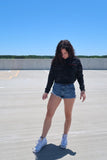 Helimix Light Weight Black Camo Crop Hooded Pullover