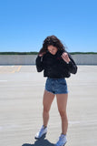 Helimix Light Weight Black Camo Crop Hooded Pullover